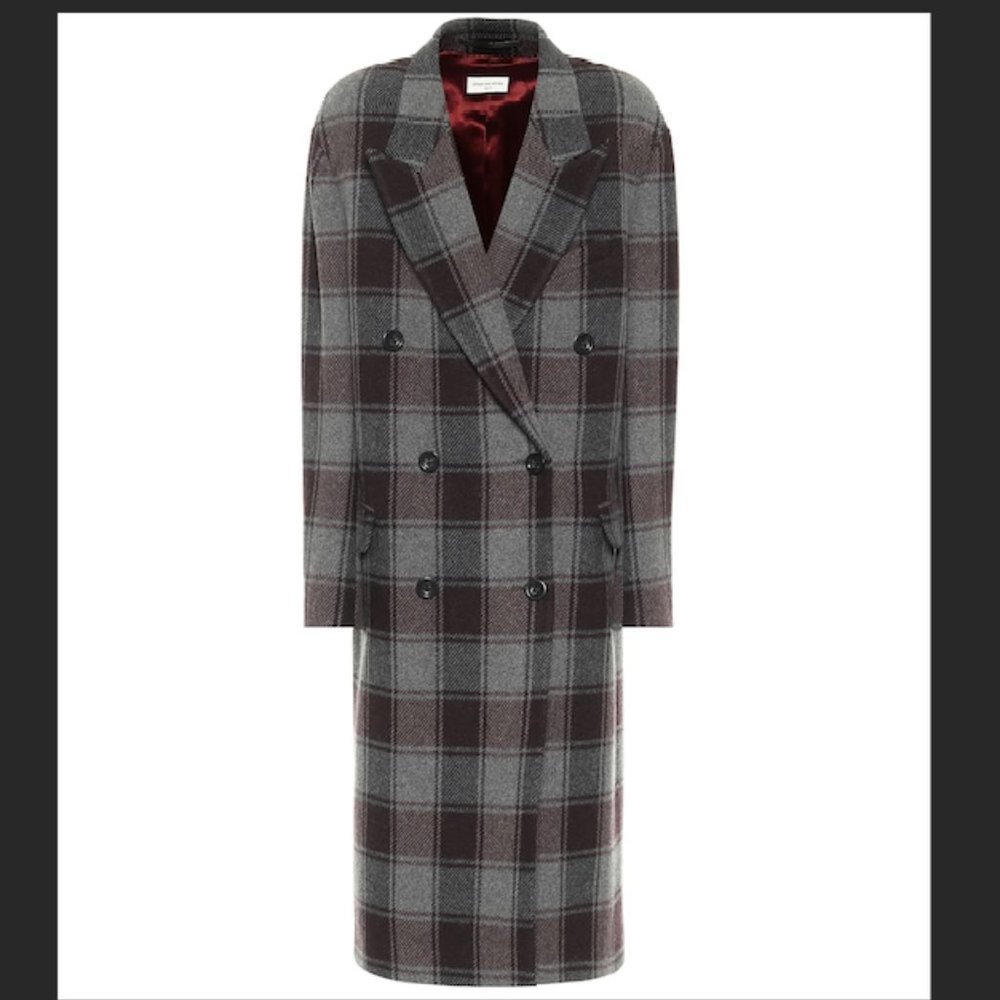 DRIES VAN NOTEN Plaid Print Coat Size: US6, FR38